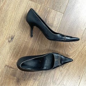 Women’s Vintage Dolce & Gabbana Black Stitched Pointed Heels Pumps, SZ: 38